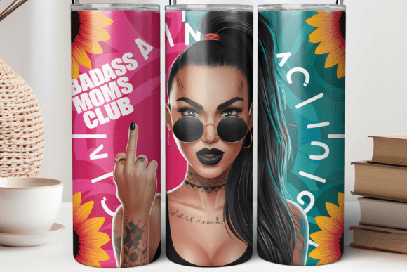 20oz Attitude Moms Club Tumbler Wrap: Bold Graphics