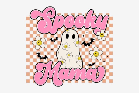 Halloween Retro Spooky Mama Ghost Graphics for T-Shirt Designs