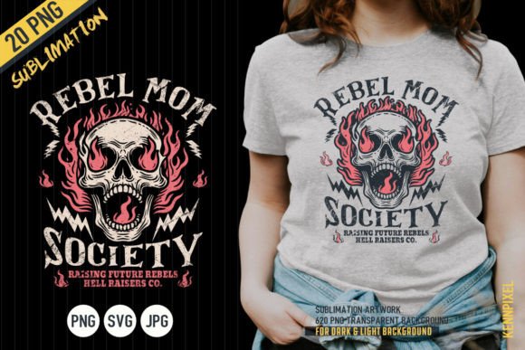 Rebel Mom Skull Graphics for Bold T-Shirt Designs