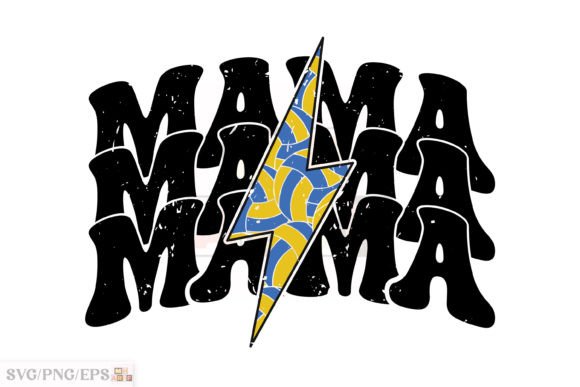 Retro Mom Lightning Bold Volleyball Mama Graphics & T-Shirt Designs